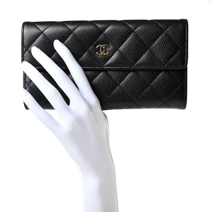 Chanel Caviar Quilted Large Gusset Flap Wallet Black 2 of 7
