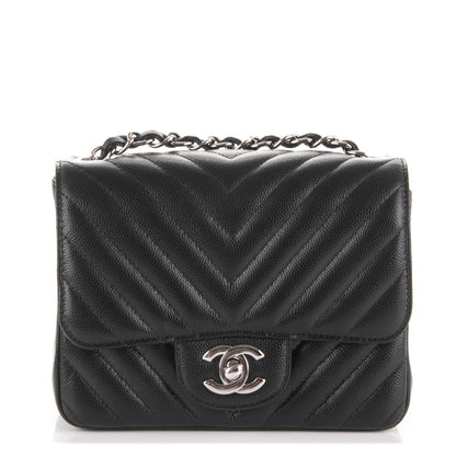 Chanel Caviar Chevron Quilted Mini Square Flap Black 1 of 7