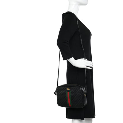 Gucci Calfskin Web Trapuntata Small GG Shoulder Bag Black 2 of 10
