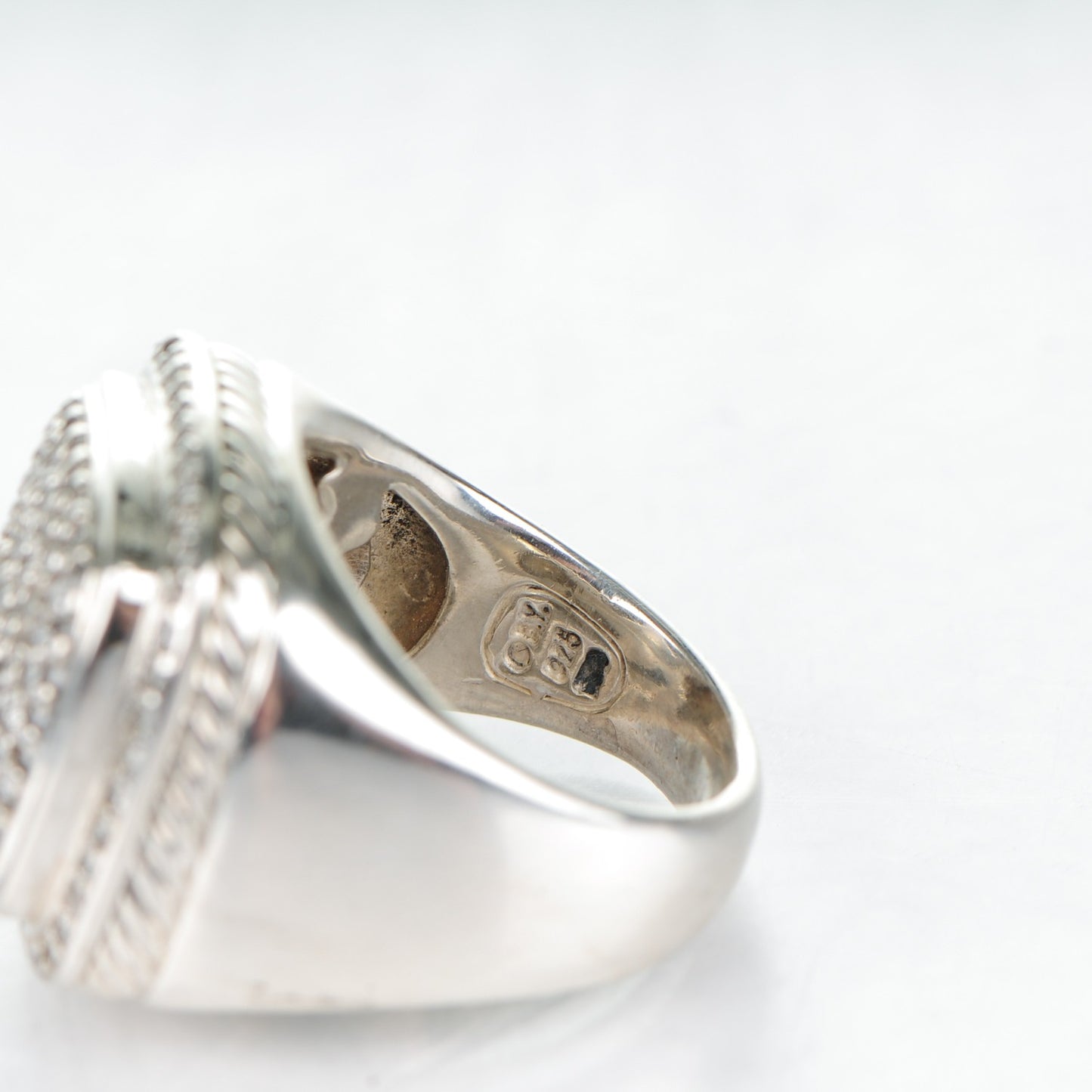 Sterling Silver Diamond 17mm Albion Pave Statement Ring 54 7