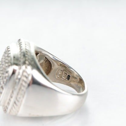 David Yurman Sterling Silver Diamond 17mm Albion Pave Statement Ring 54 7 4 of 4