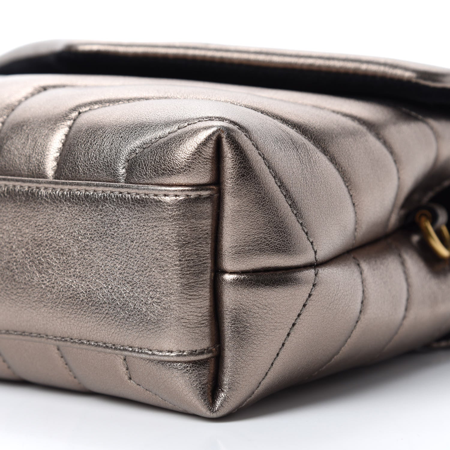 Saint Laurent Metallic Calfskin Y Quilted Monogram Toy Loulou Crossbody Bag Piombo 7 of 13