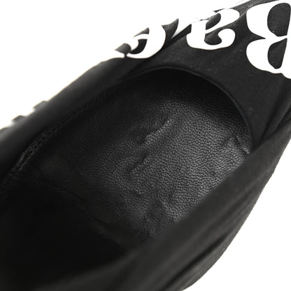 Balenciaga Jersey Crepe Political Campaign Logo Knife 115 Pointed Pumps 39.5 Black White Rouge 9 of 10