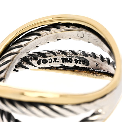 David Yurman Sterling Silver 18K Yellow Gold Crossover Ring 51 5.75 4 of 4