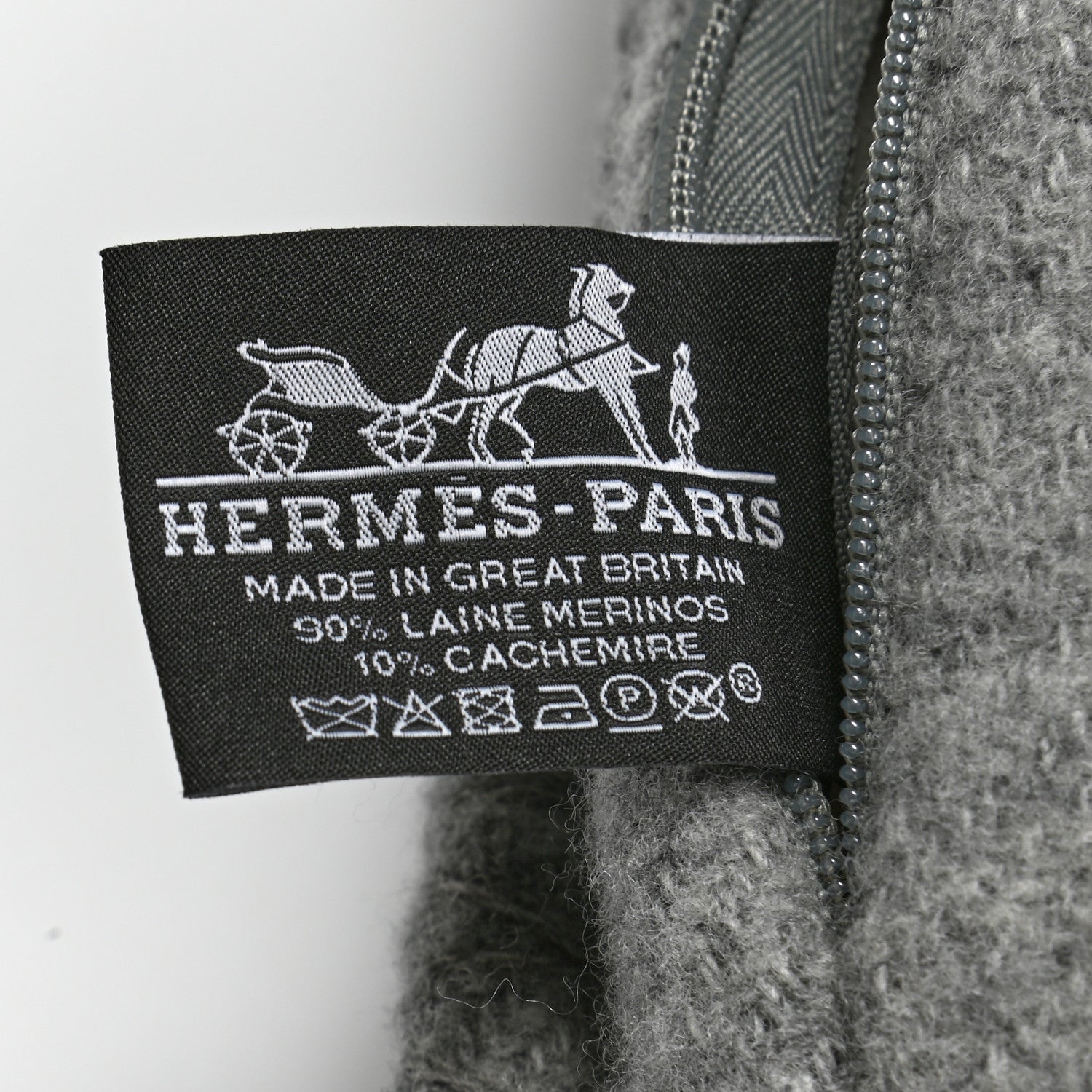 Hermes Wool Cashmere Avalon III Pillow PM Ecru Gris Clair 3 of 3