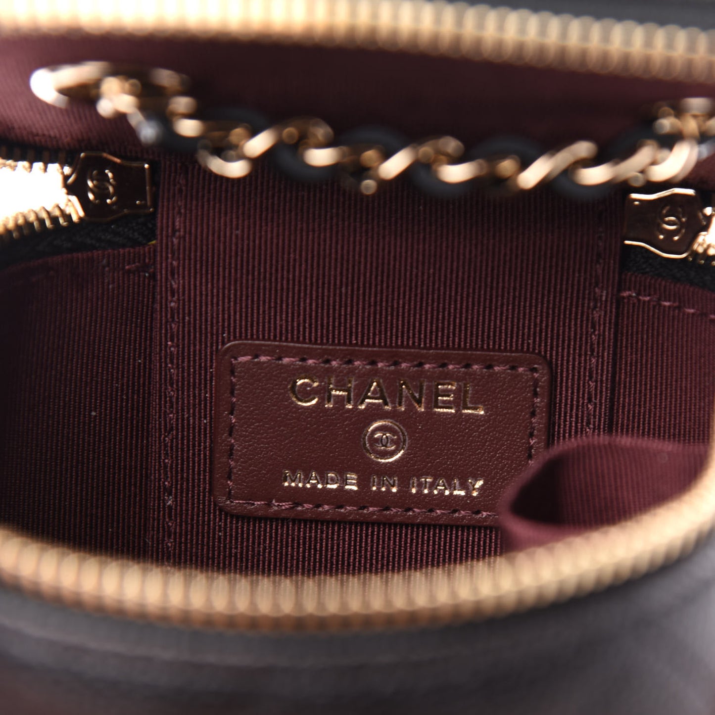 Caviar Quilted Mini Vanity Case With Chain Black