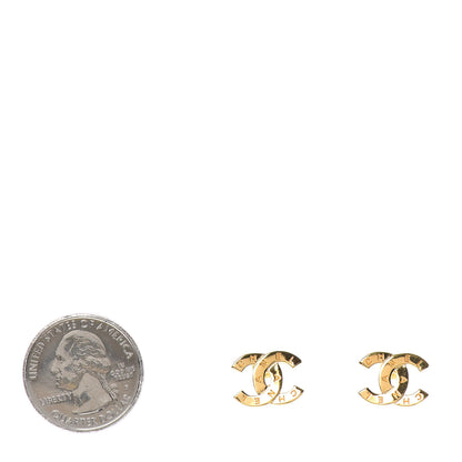 Chanel Metal CC Paris Button Stud Earrings Gold 2 of 4