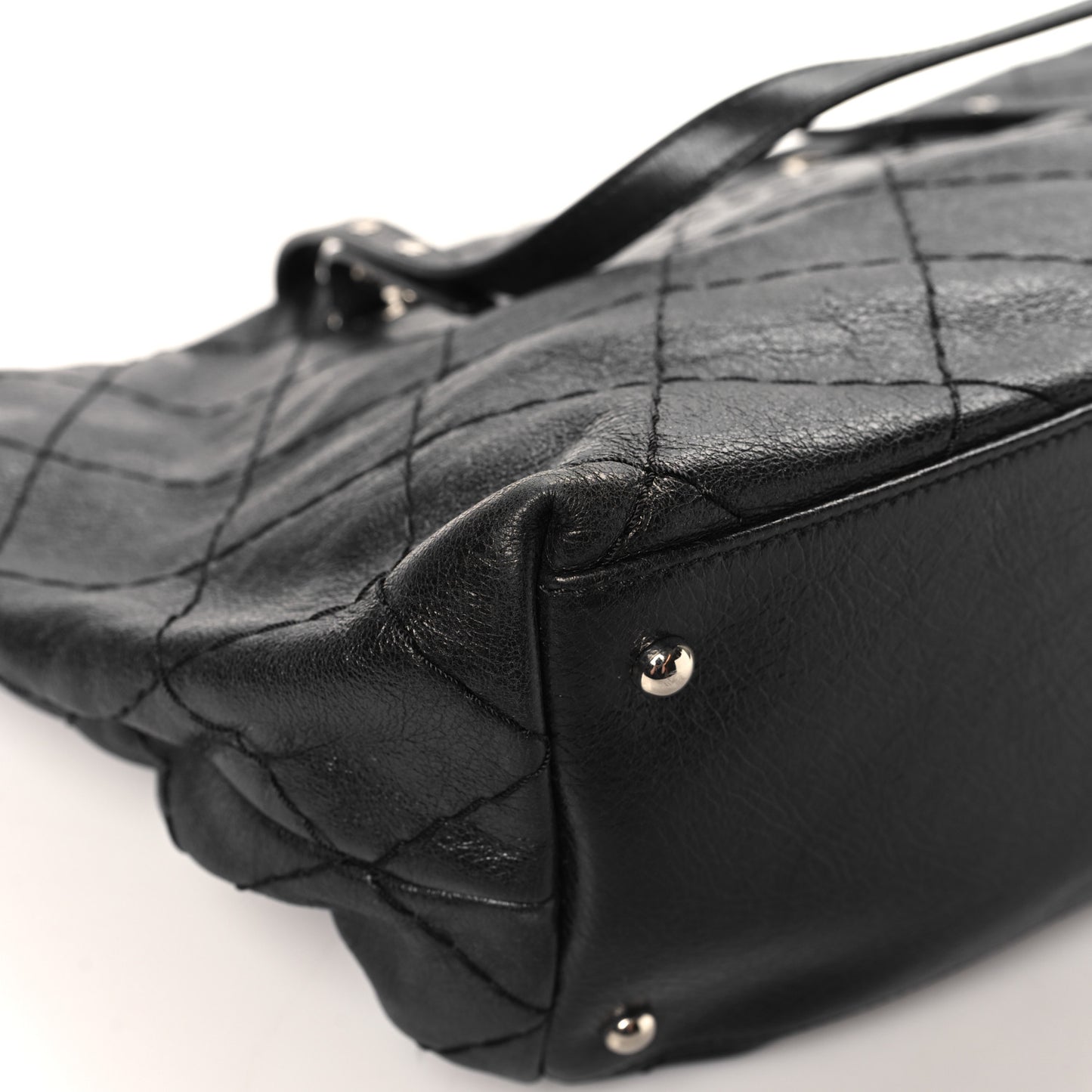Glazed Calfskin Large On the Road Zip Tote Black