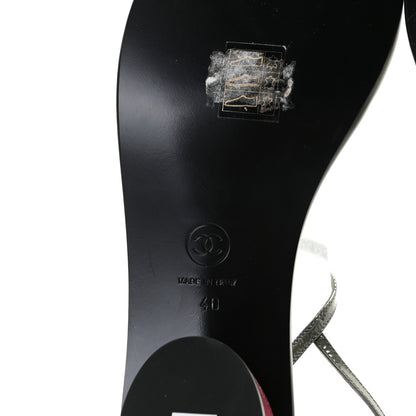 Chanel Patent CC Thong Sandals 40 Grey Pink 8 of 10