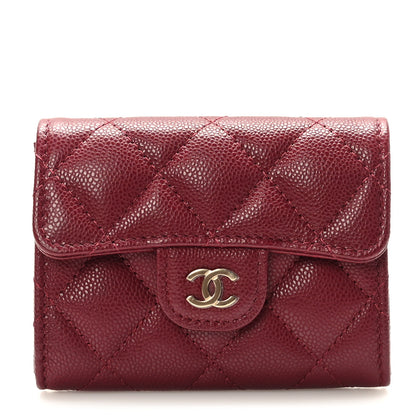 Chanel Iridescent Caviar Quilted Flap Card Holder Wallet Burgundy 1 of 9