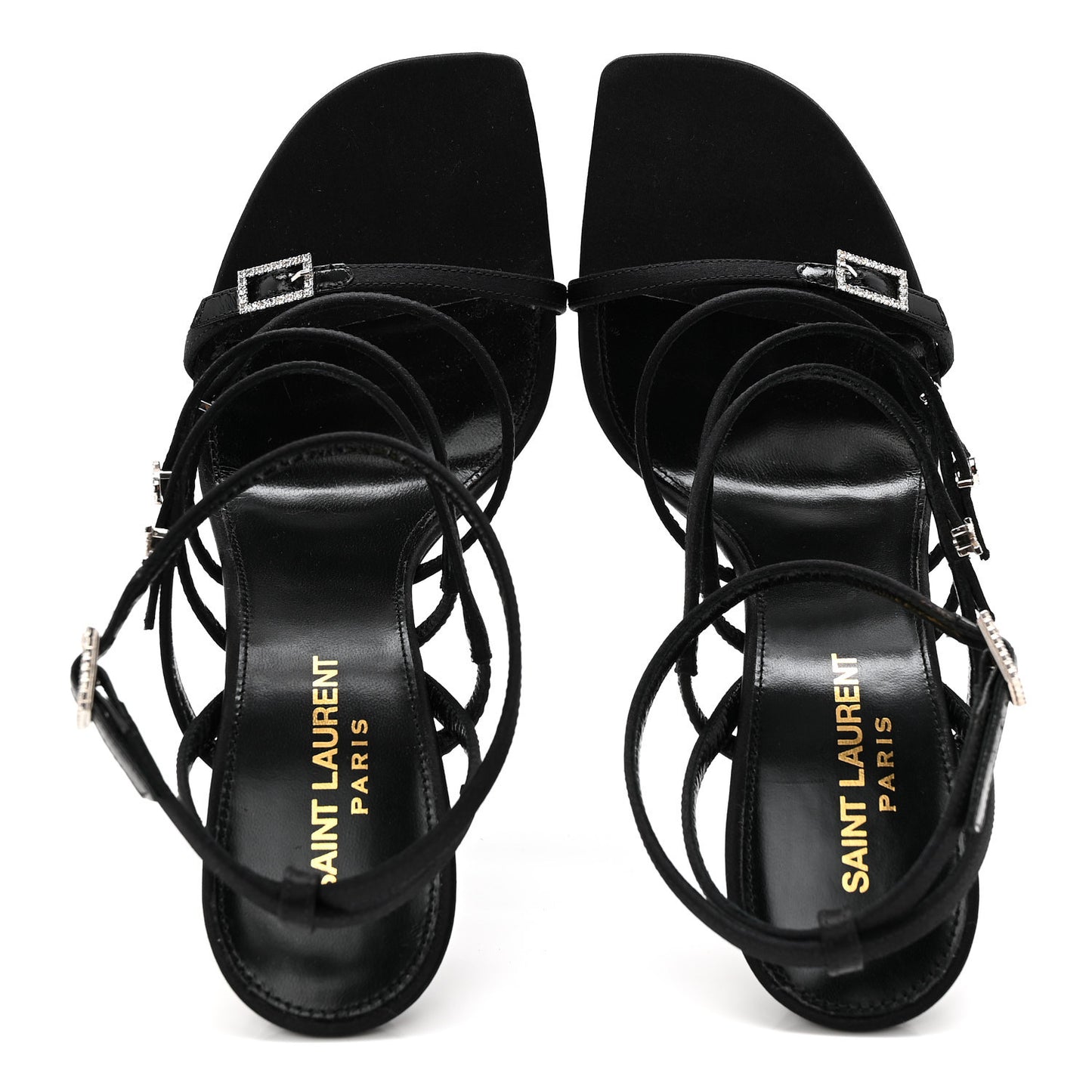 Crepe Satin Crystal Jerry 110 Sandals 37.5 Black