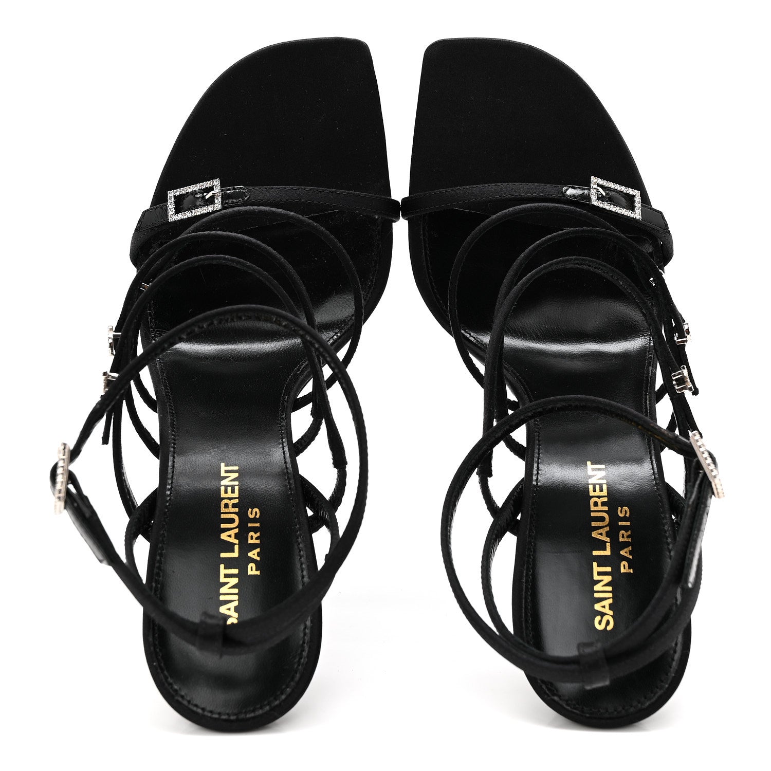 Saint Laurent Crepe Satin Crystal Jerry 110 Sandals 37.5 Black 6 of 8