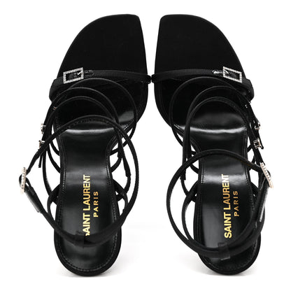 Saint Laurent Crepe Satin Crystal Jerry 110 Sandals 37.5 Black 6 of 8