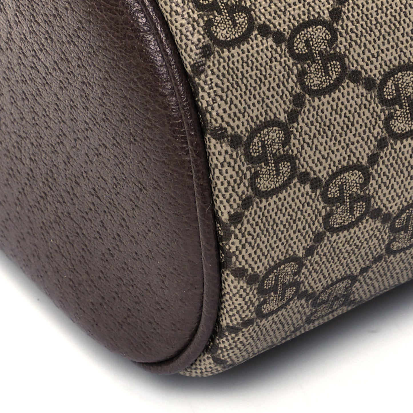 GG Supreme Monogram Textured Calfskin Web Ophidia Vanity Cosmetic Case Beige Ebony New Acero