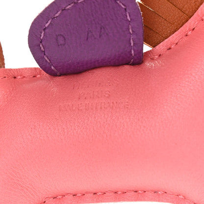 Hermes Milo Lambskin Grigri Rodeo Bag Charm MM Rose Azalee Violet Pain D'Epice 6 of 6