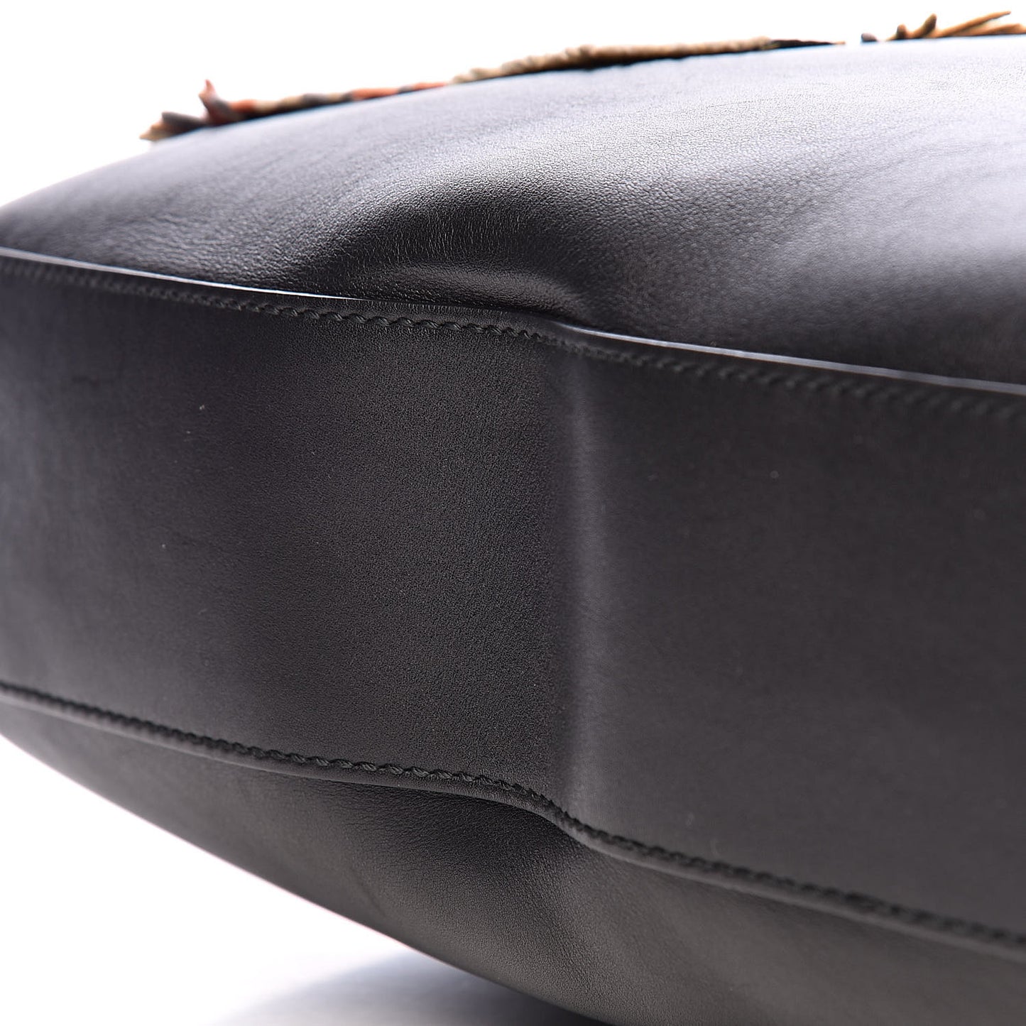 Calfskin Web Tiger Embroidered Large Dionysus Hobo Black