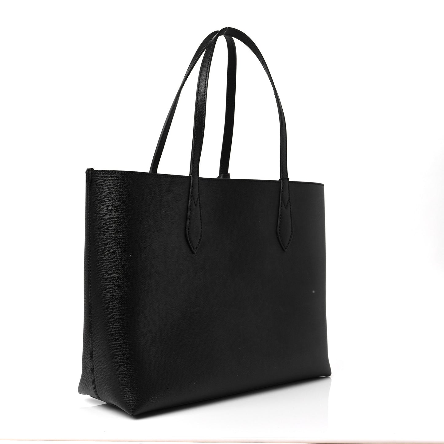 Grainy Calfskin Haymarket Check Medium Reversible Tote Black