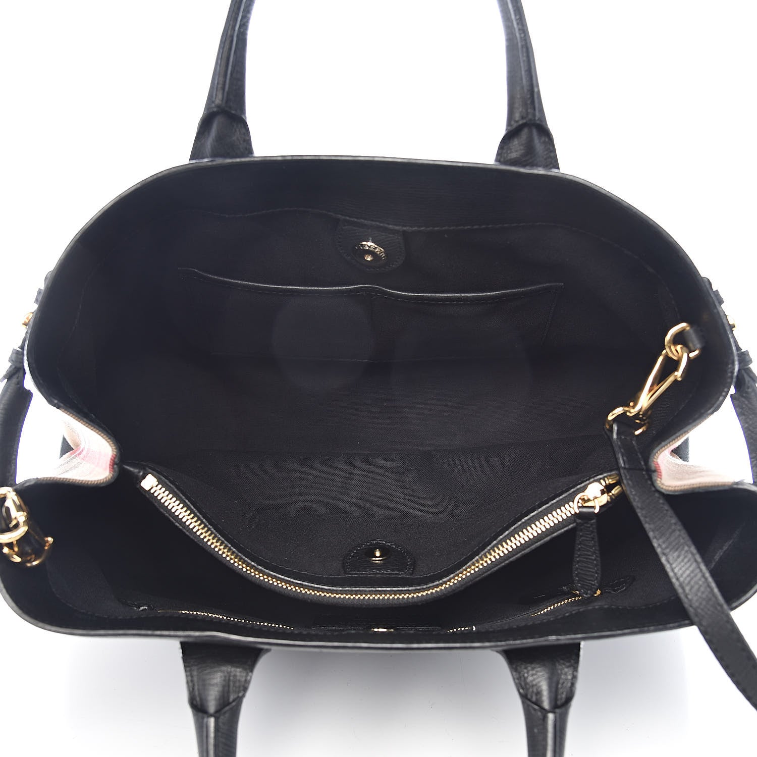 Burberry Grainy Calfskin House Check Large Banner Tote Black 5 of 18