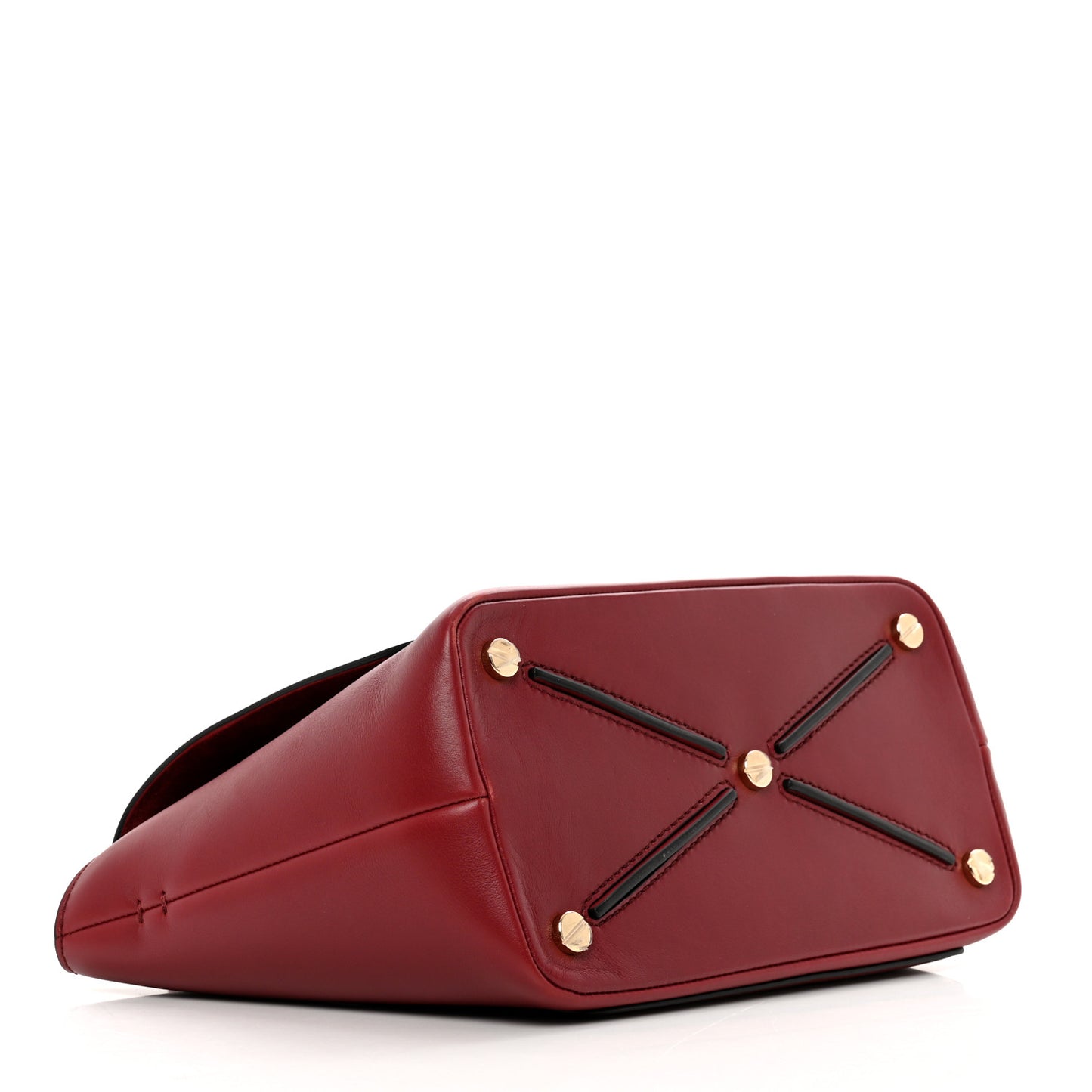 Calfskin Small Rockstud Demilune Double Handle Satchel Rubino