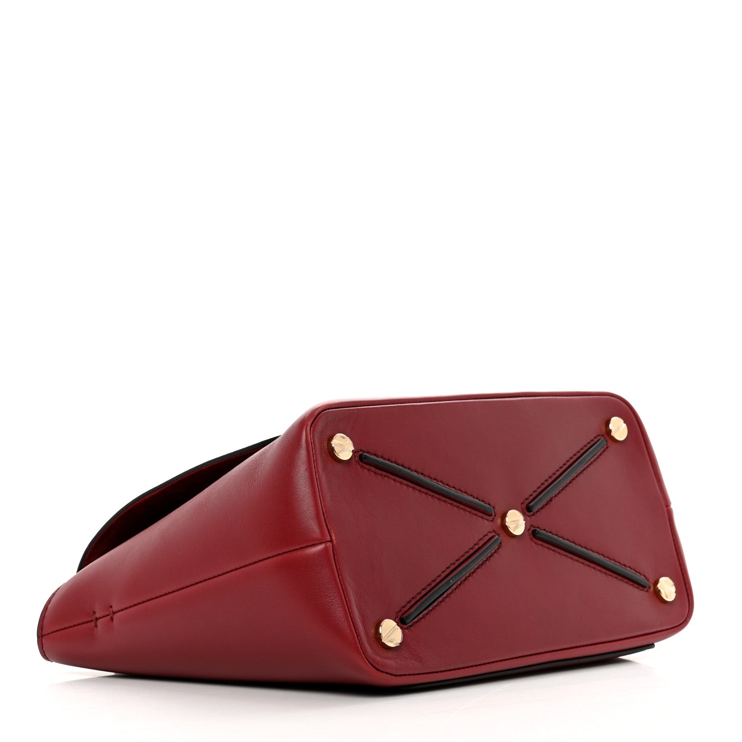 Valentino Garavani Calfskin Small Rockstud Demilune Double Handle Satchel Rubino 4 of 9