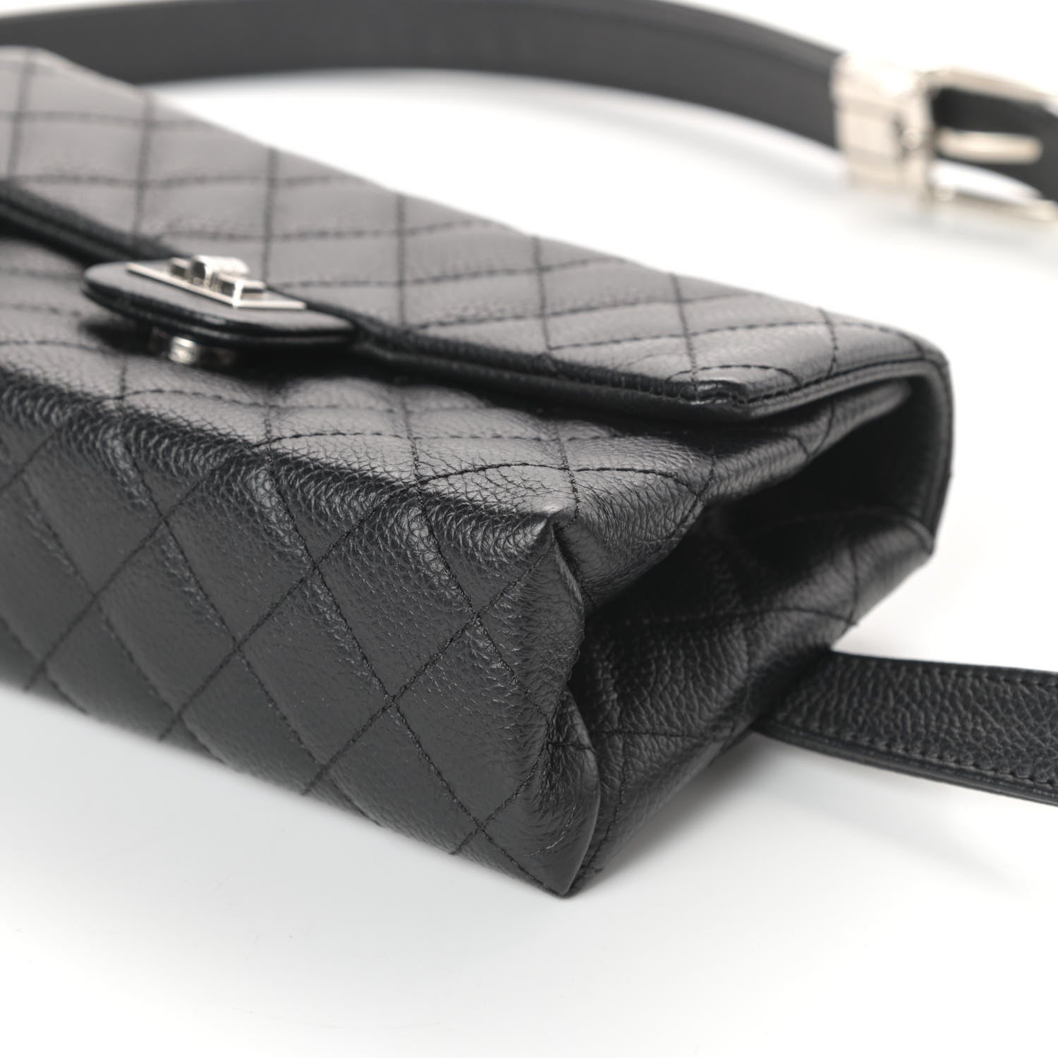 Chanel Grained Calfskin Quilted 2.55 Reissue Flap Belt Bag Clutch Black 9 of 9
