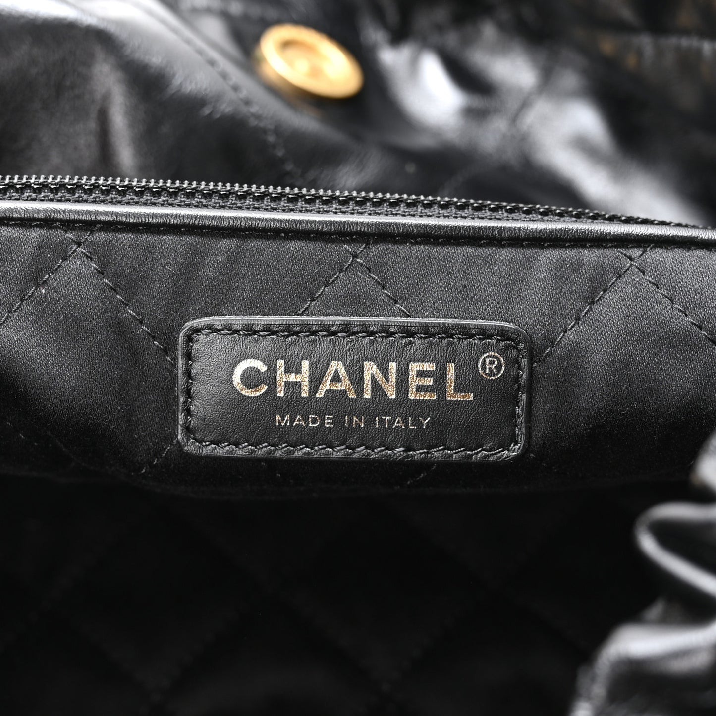 Shiny Calfskin Quilted Large Chanel 22 Black