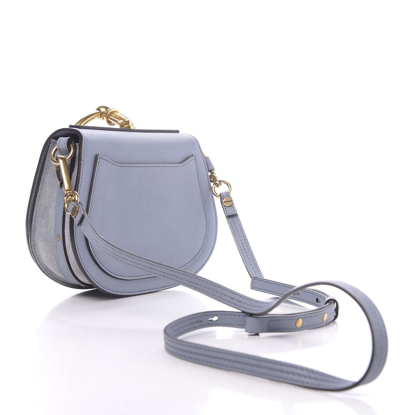 Calfskin Suede Small Nile Bracelet Bag Cloudy Blue