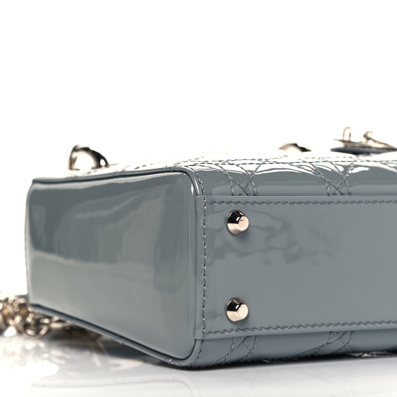 Christian Dior Patent Cannage Mini Lady Dior Grey Stone 8 of 9