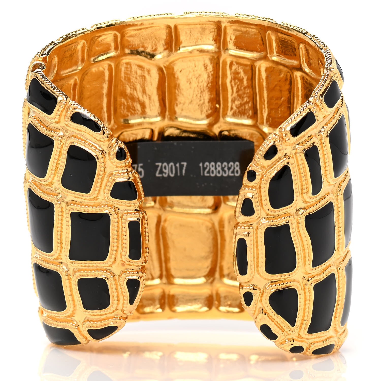 Chanel Resin Metal Along The Nile CC Cuff Black Gold 3 of 5