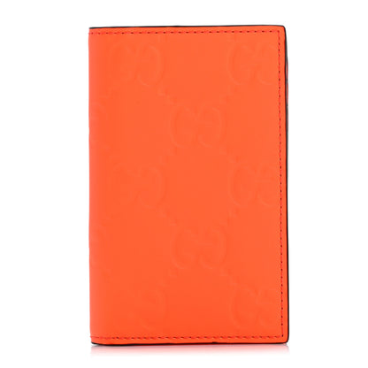 Gucci Rubber Effect GG Embossed Long Card Case New Orange Fluo 1 of 8