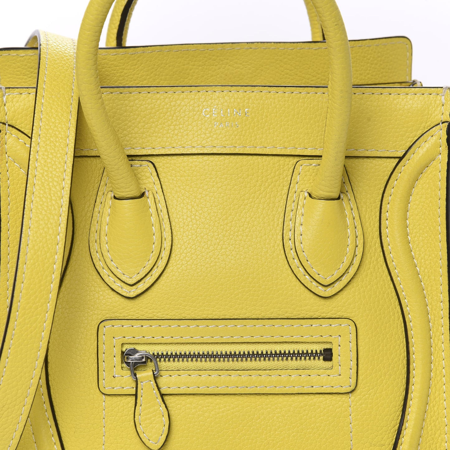 Drummed Calfskin Nano Luggage Citron