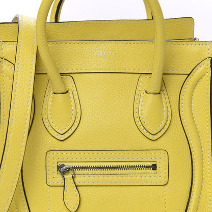 Celine Drummed Calfskin Nano Luggage Citron 10 of 10