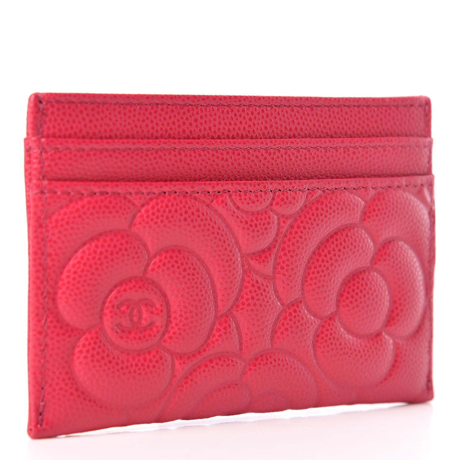 Chanel Caviar Camellia Embossed Card Holder Fuchsia 3 of 9