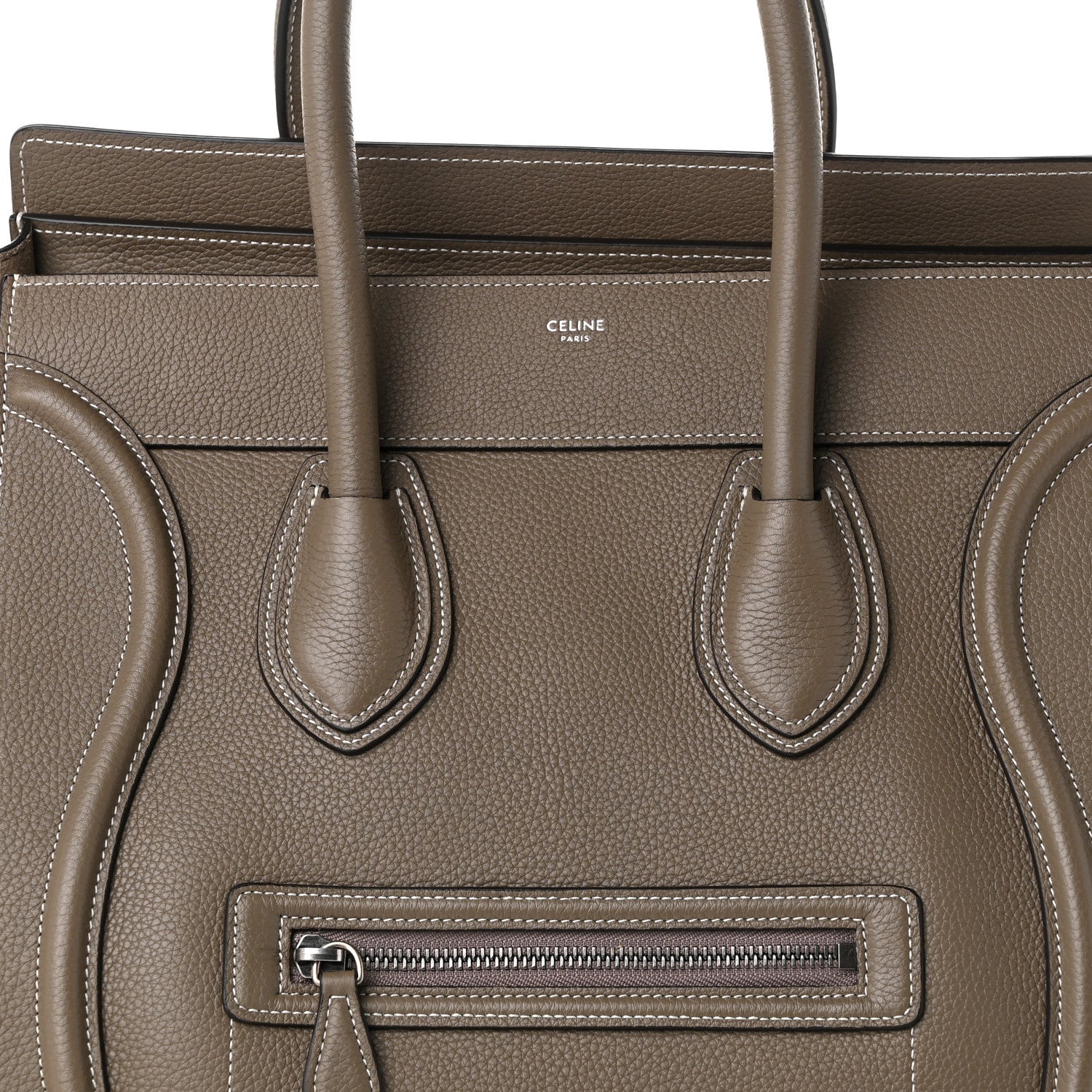 Celine Drummed Calfskin Mini Luggage Souris 8 of 10