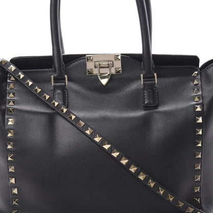 Valentino Garavani Vitello Rockstud Double Handle Tote Black 9 of 16