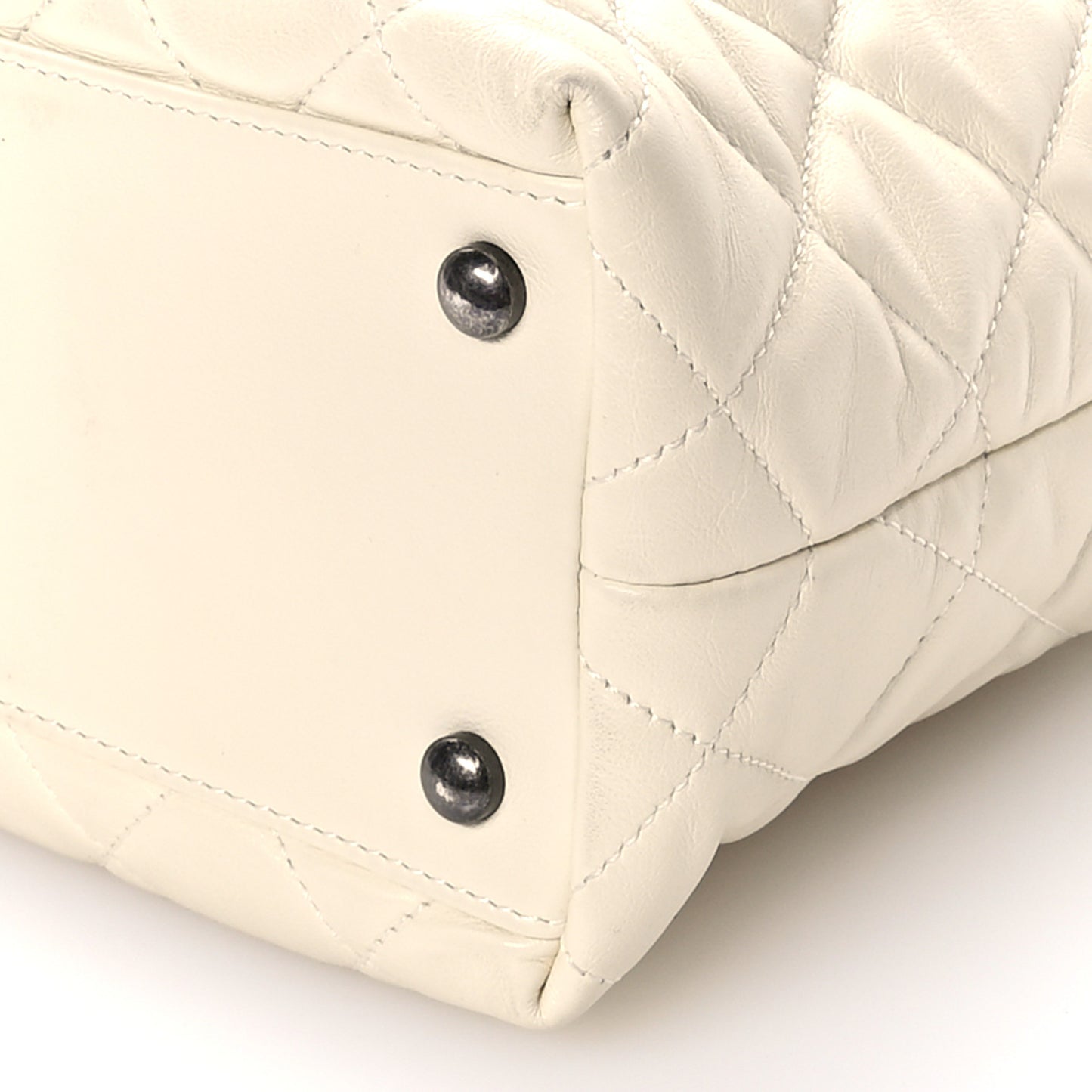 Calfskin Tweed Quilted Small Tote White Multicolor