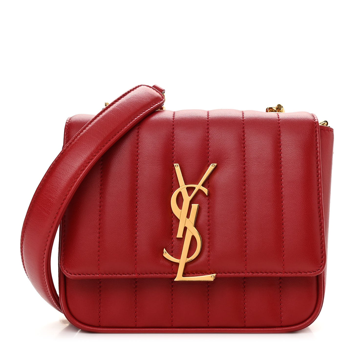Lambskin Matelasse Monogram Small Vicky Chain Bag Red