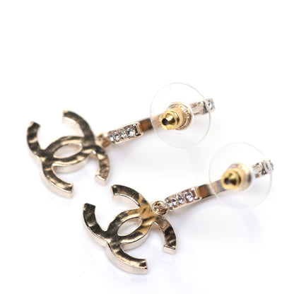 Chanel Crystal Lock Symbols CC Hoop Drop Earrings Gold 4 of 8