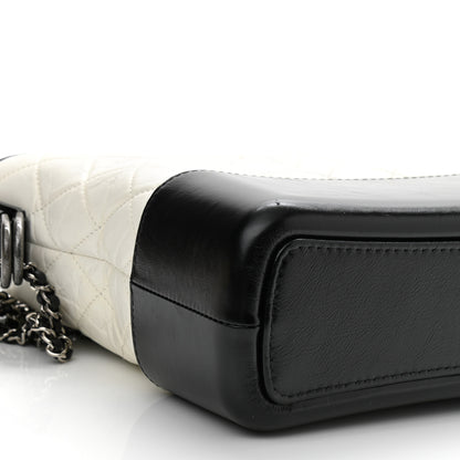 Chanel Aged Calfskin Quilted Medium Gabrielle Hobo Black White 17 of 21