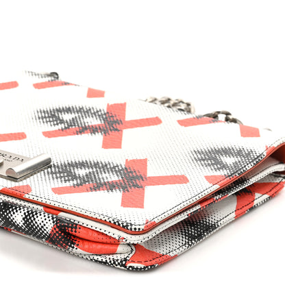 Prada Vitello Daino Eye Inside Lock Flap Chain Shoulder Bag Bianco Arancio 9 of 9