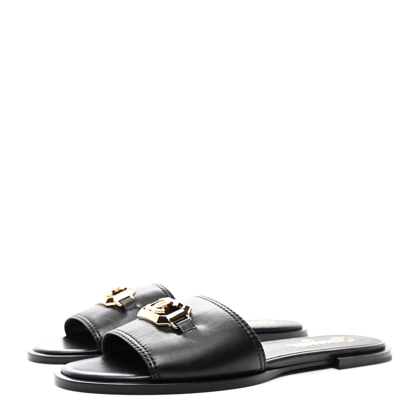 Shiny Calfskin CC Mules 39 Black