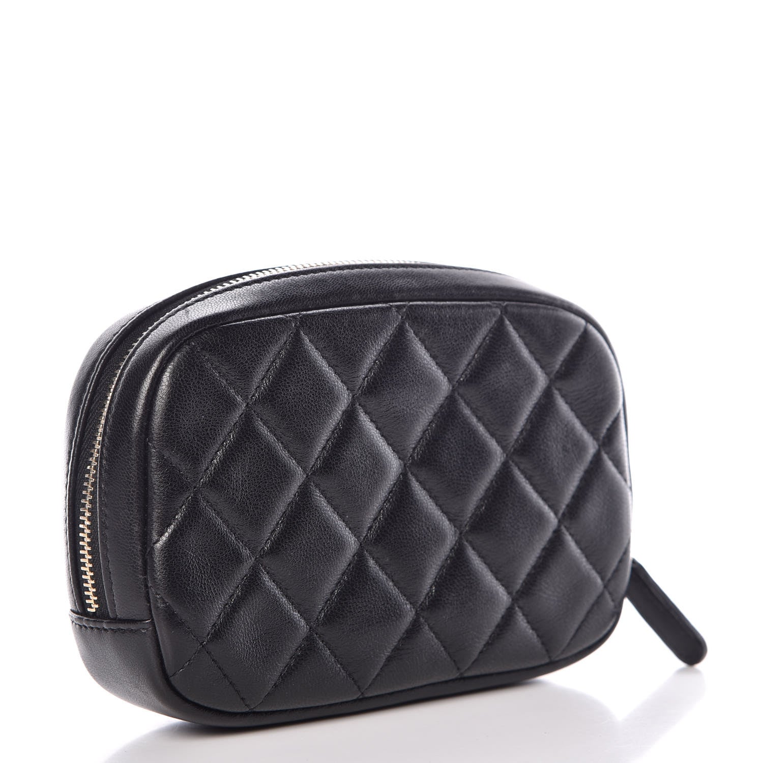 Chanel Lambskin Quilted Small Curvy Pouch Cosmetic Case Black 3 of 7