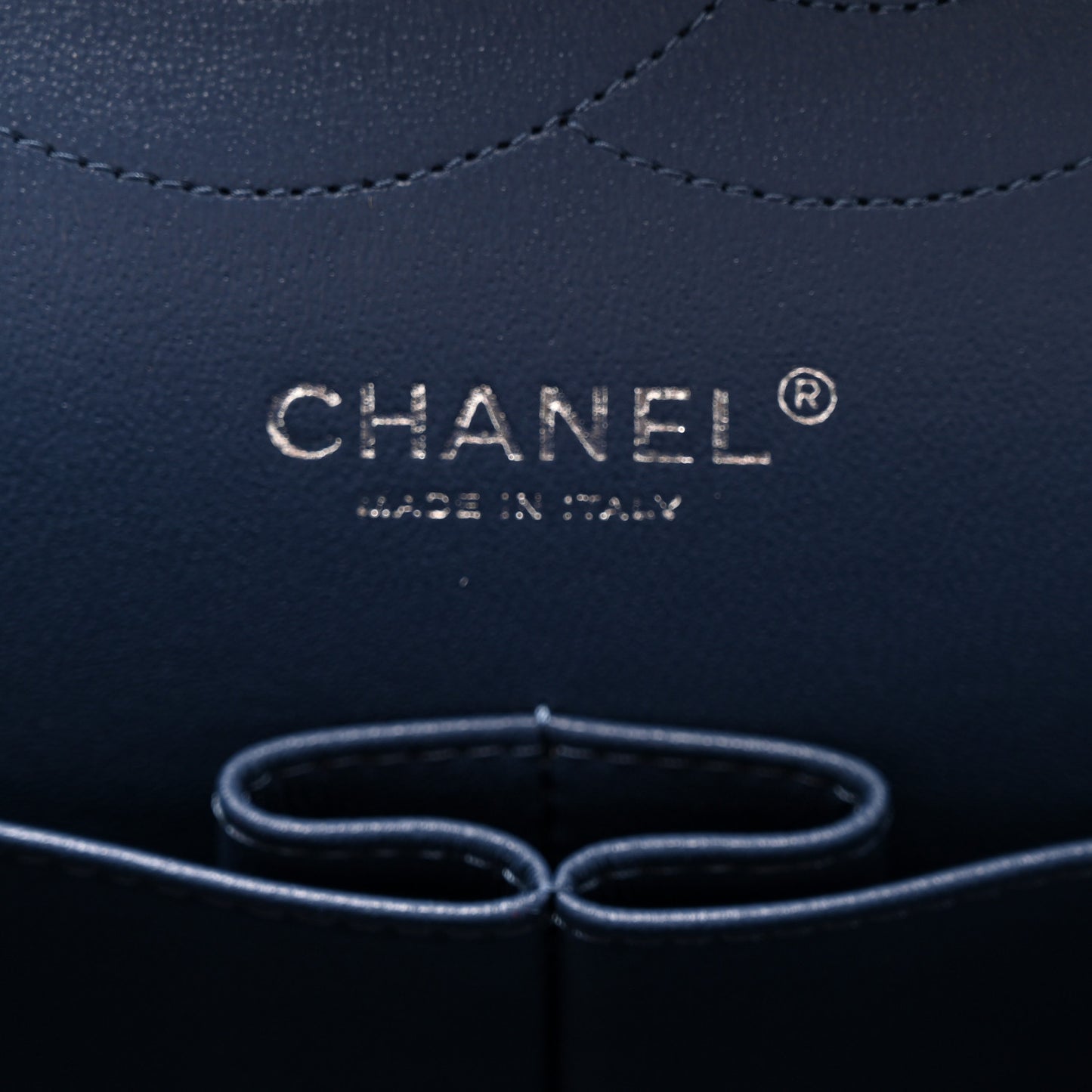 Lambskin Quilted Jumbo Double Flap Navy
