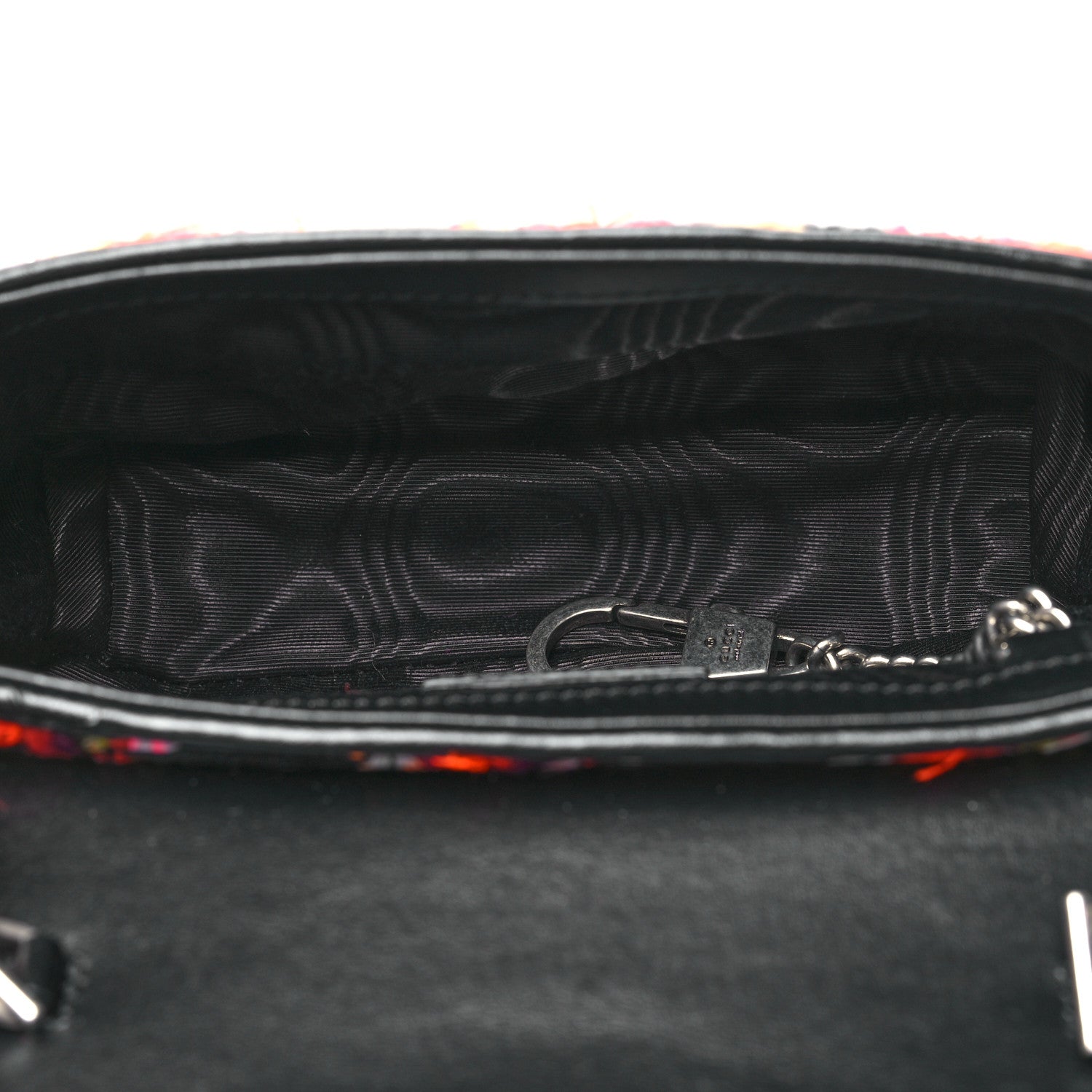 Gucci Tweed Calfskin Check Poule Super Mini GG Marmont Shoulder Bag Pink Petroleum Multicolor Black 5 of 11