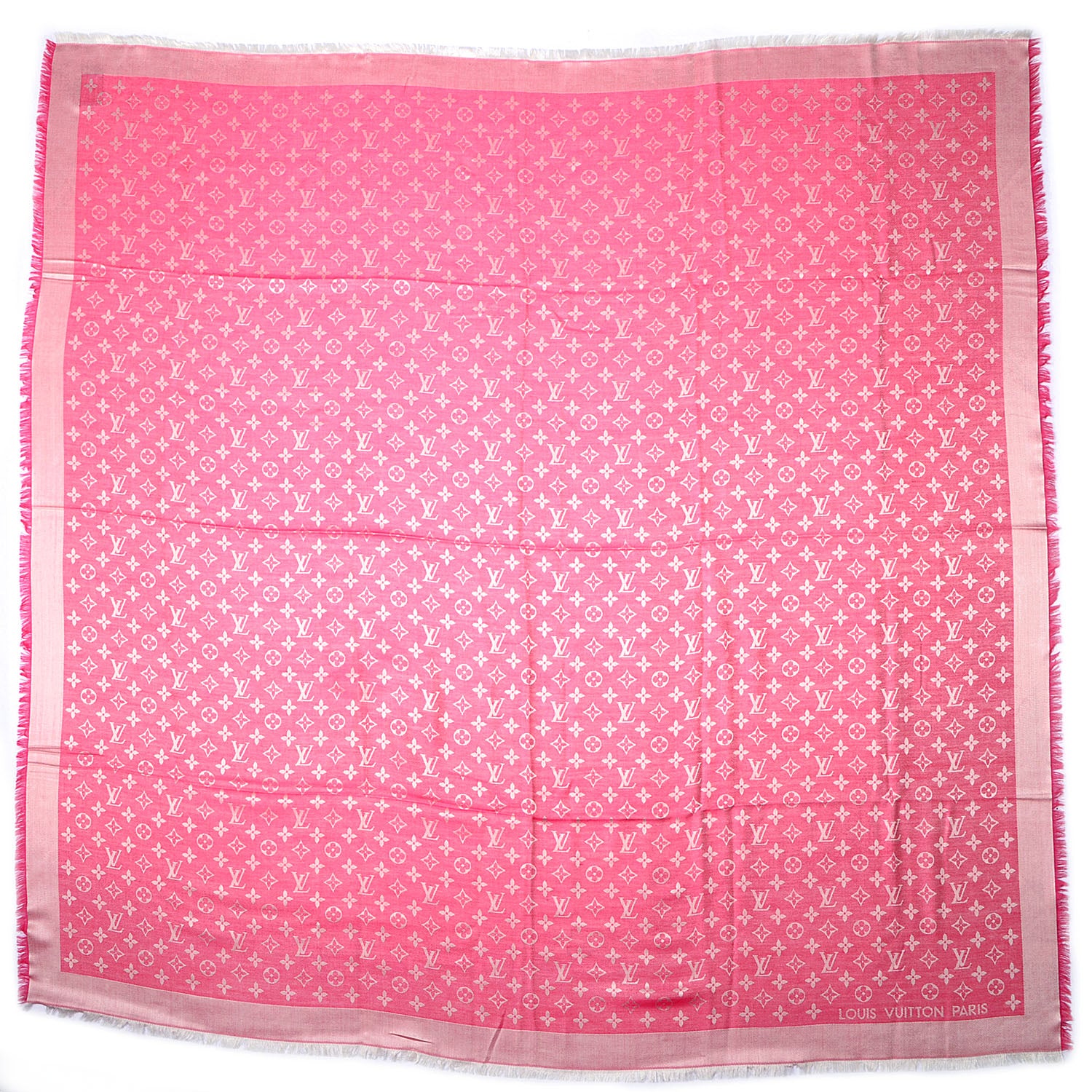 Louis Vuitton Wool Silk Monogram Denim Shawl Pivoine 3 of 6