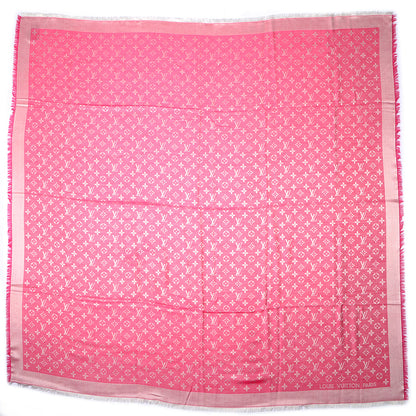 Louis Vuitton Wool Silk Monogram Denim Shawl Pivoine 3 of 6