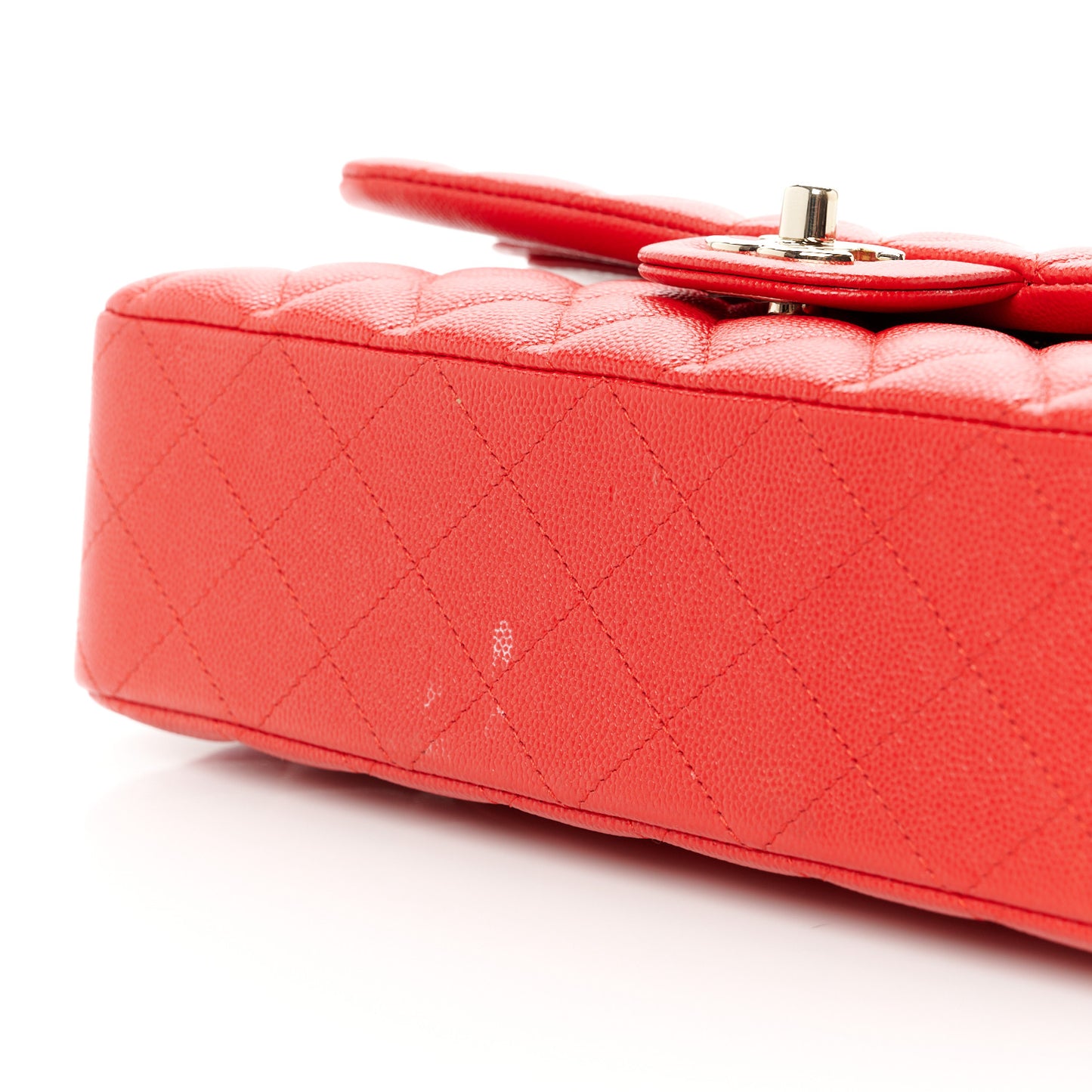 Caviar Quilted Medium Double Flap Red