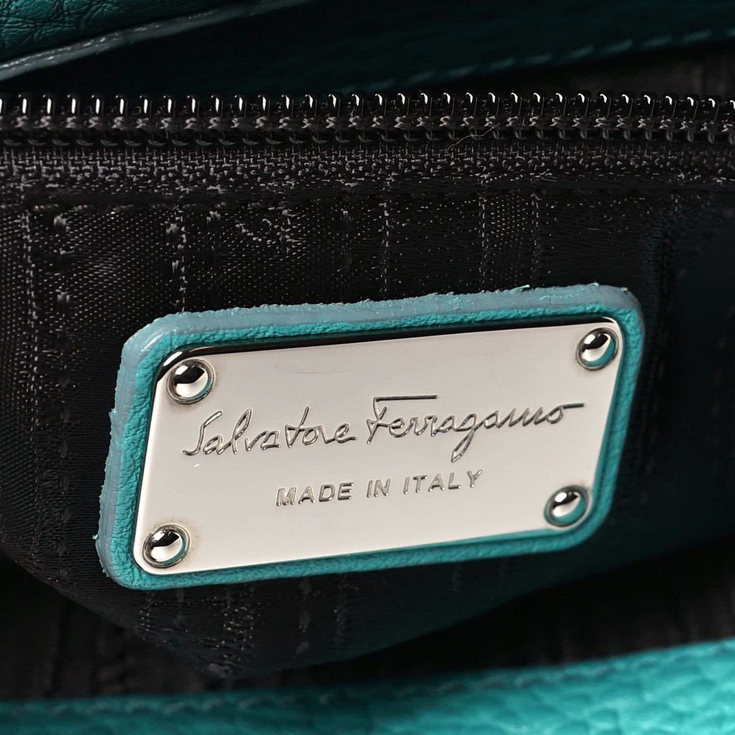 Salvatore Ferragamo Grained Calfskin Sofia Satchel Teal 6 of 10