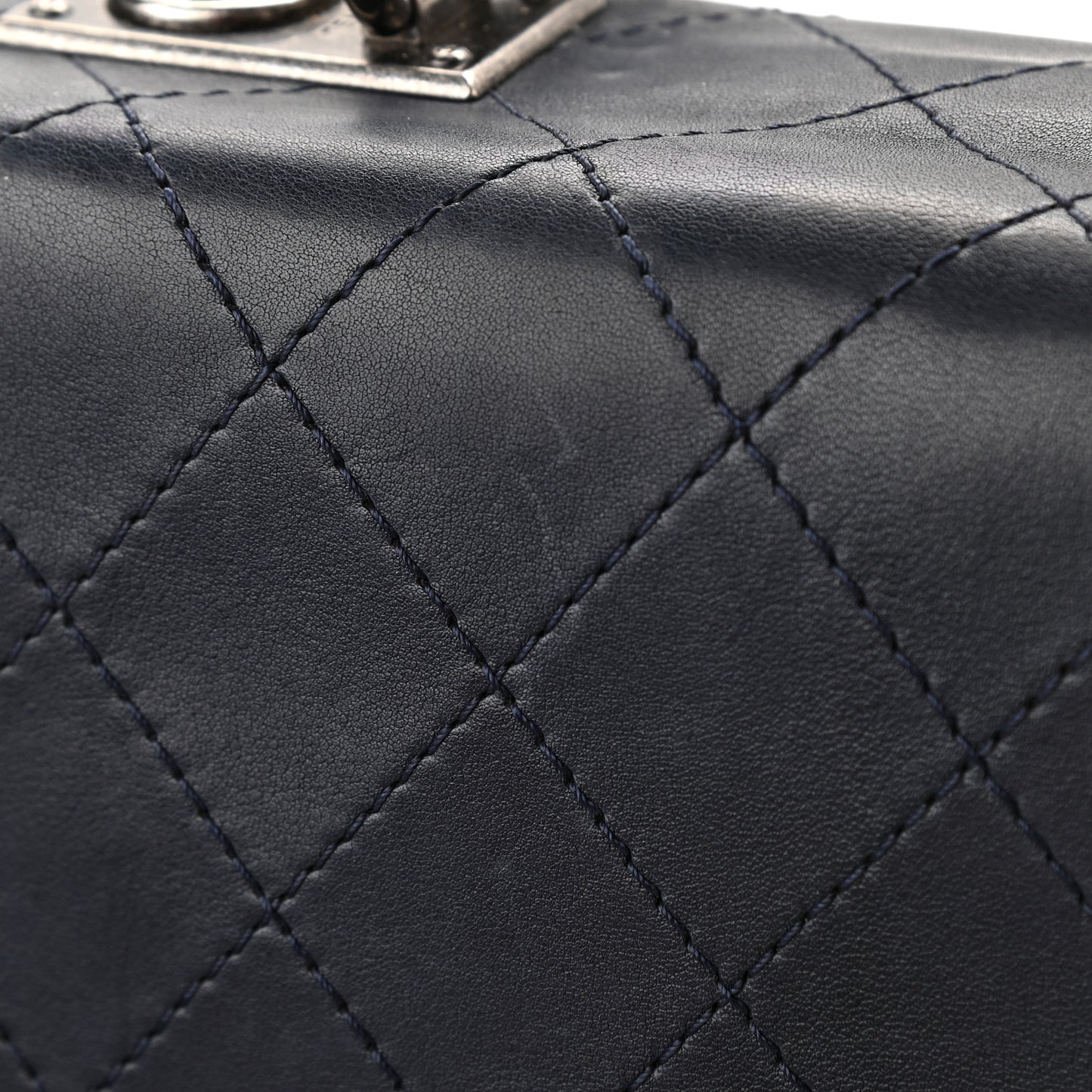 Calfskin Stitched Urban Luxury Top Handle Bag Navy
