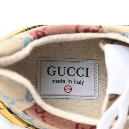 Gucci Monogram Multicolor Demetra Womens Rhyton Sneakers 37.5 Yellow Blue Great White Tabasco 7 of 7